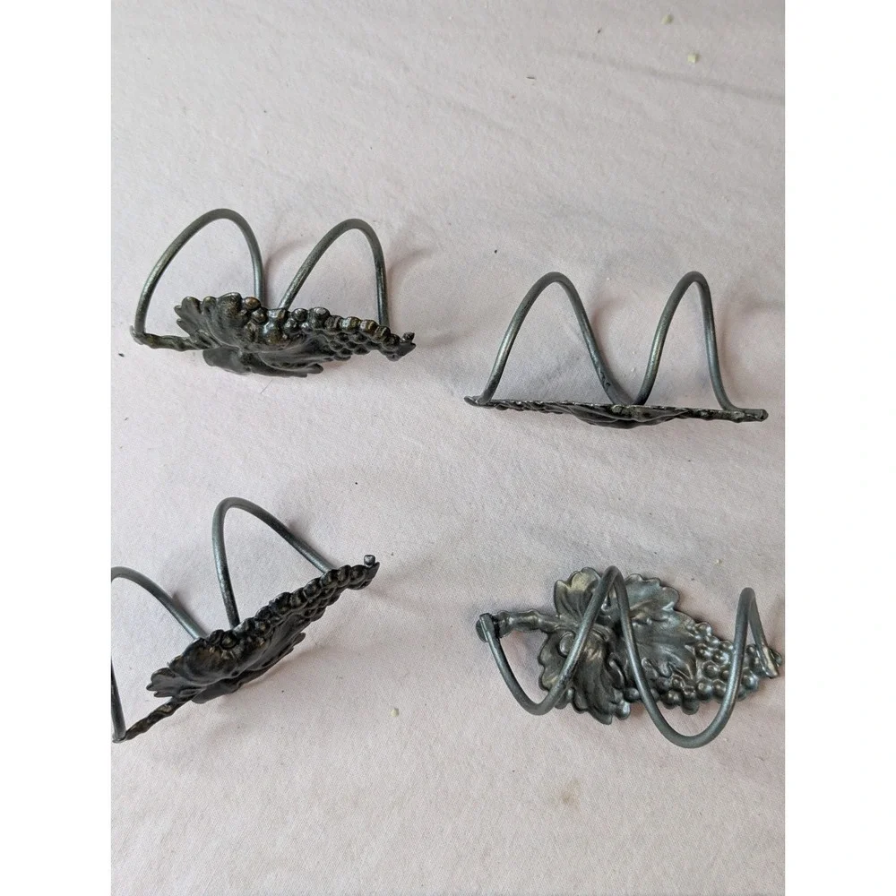 4 lot Grape leaf leaves antique gold napkin‎ rings holder tablescape table decor